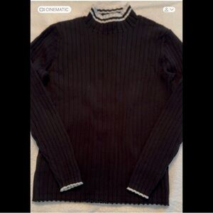 Susan Bristol Black Cowl Neck Sweater with Ribbed Knit